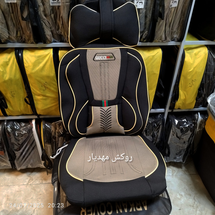 روکش صندلی پژو پارس جدید طرح گوچی طبی پارچه برزنت سنگین(مارال روکش)